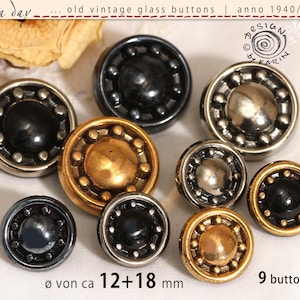 9 vintage glass knobs from the 1950s/60s - same design in various colors - approx. 18 mm diameter each - No. 2574