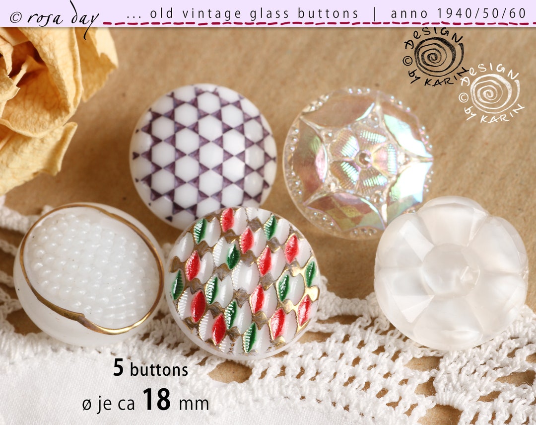 6er Set Kleine Glasknöpfe – Silber Schimmernd, 10 Mm, Mit Zwei Löchern | Für Kleidung & Schmuck