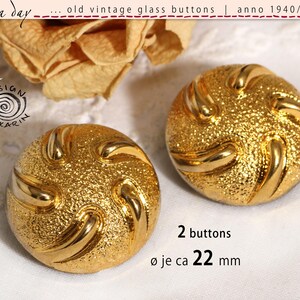 2 large vintage glass knobs from the 1950s/60s - same design - clear glass - gold-plated - approx. 22 mm diameter each - No. 2530