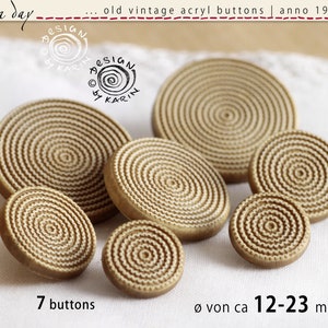7 old vintage buttons anno 1960/70 - light plastic - great spiral design - ø from about 12-23 mm - No X-2022