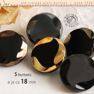 5 vecchi bellissimi bottoni in vetro vintage del 1950/60 - stesso design cotto a vapore in vari colori - ø ciascuno circa 18 mm - No. X-4852