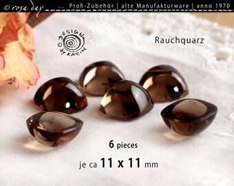 Nr 2248 | 6 Rauchquarz-Carrées | Schmucksteine | Profi-Zubehör aus alter Schmuck Manufaktur anno 1970 | Rarität | je ca 11x11 mm