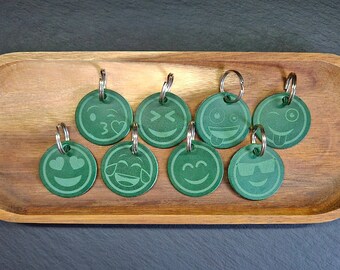 Emoji Leather Keyring - Bag Charm - Key Fob