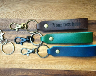 Personalised Leather Keyring with lobster clip - Full Grain Premium Leather - Ideal Gift