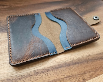 Handmade Horween Leather Bi-Fold Card Wallet - Contrast Colors