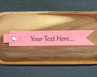 Personalised Pink Leather Bookmark