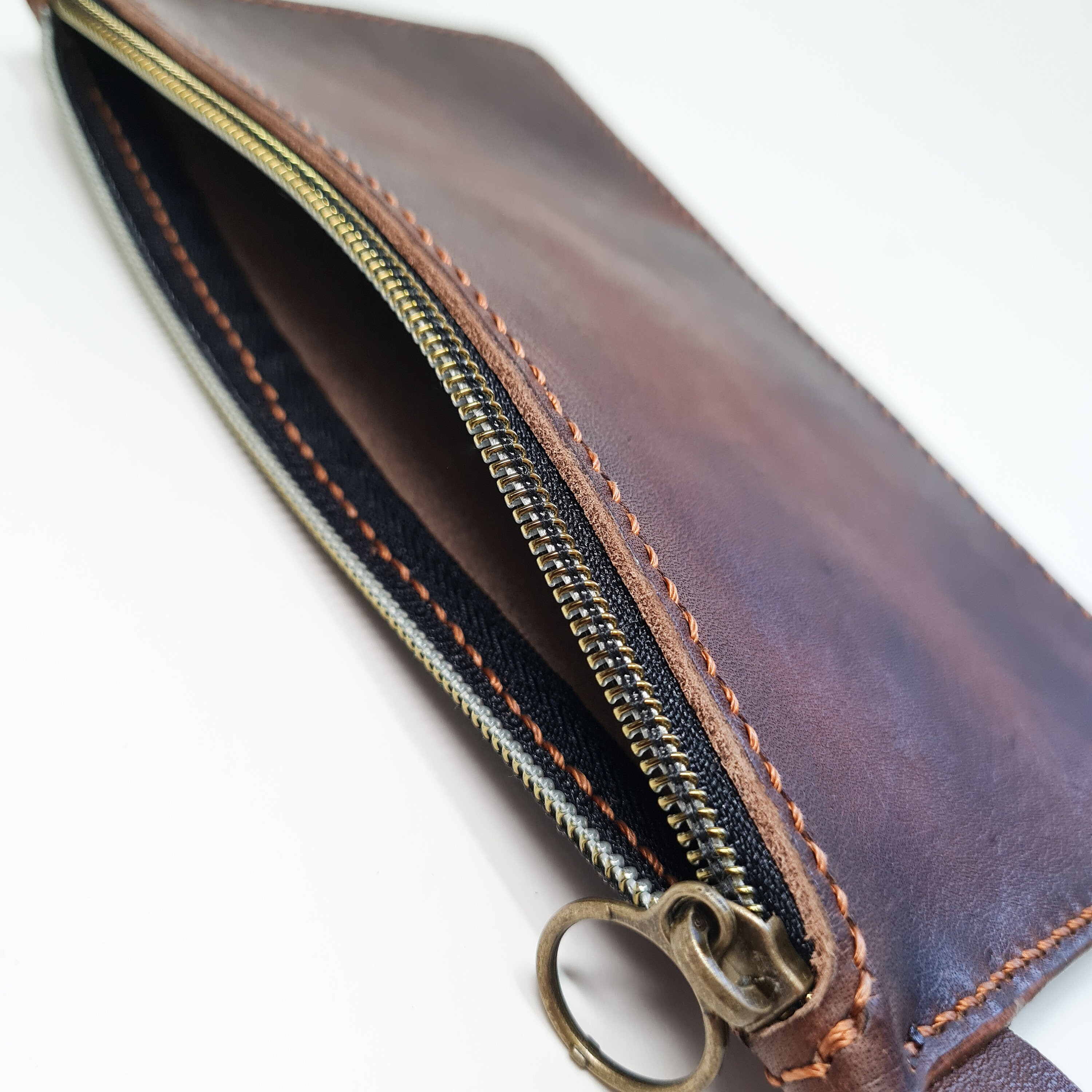 Leather Zipper Case Handmade Full Grain Horween Derby Etsy