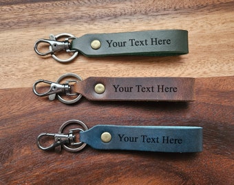 Personalised Leather Keyring with lobster clip - Full Grain Premium Leather - Ideal Gift