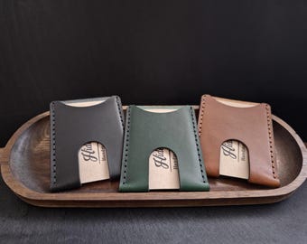Minimalist Leather card holder - Handmade - Personalised - Walpier Buttero Museum Veg Tan Leather