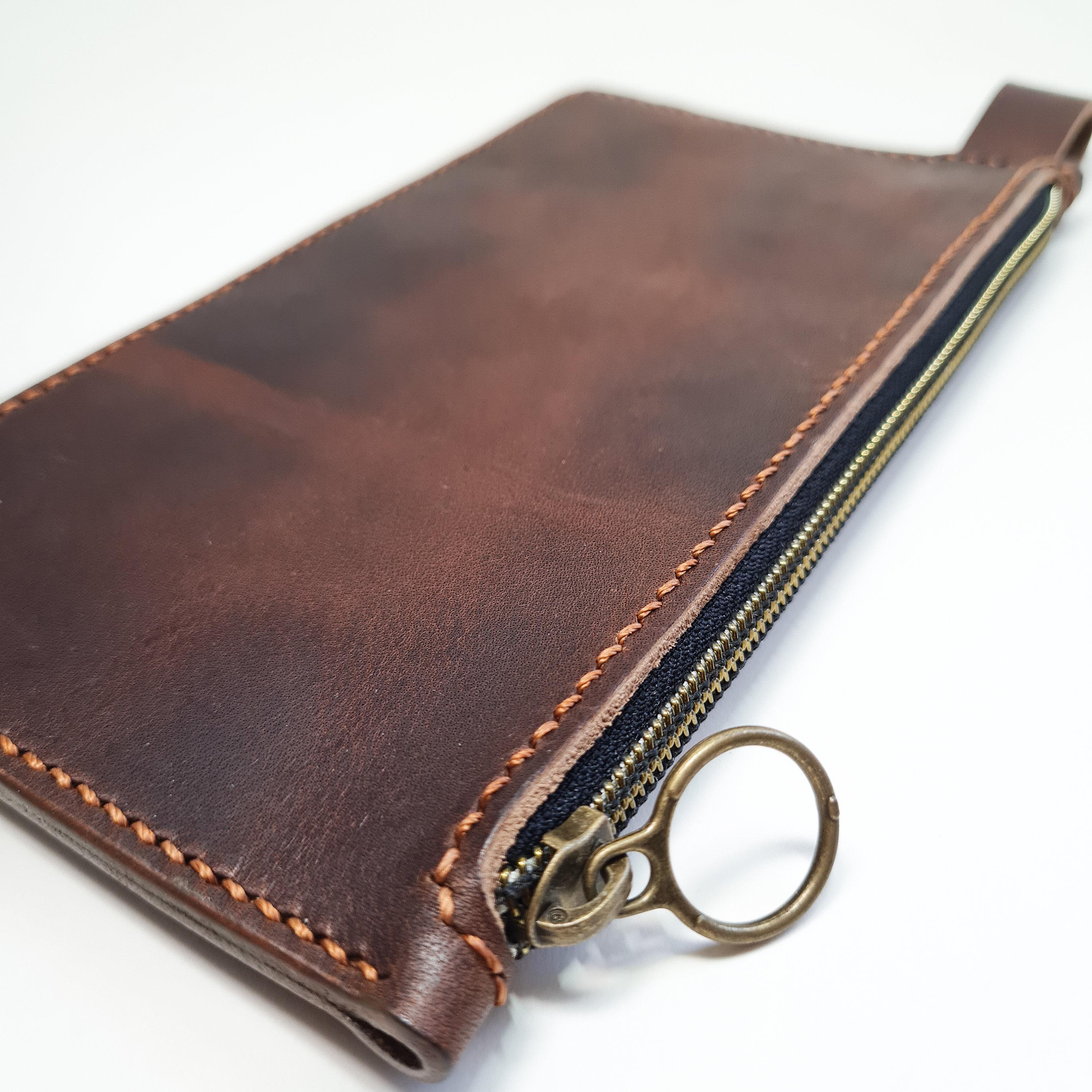 Leather Zipper Case Handmade Full Grain Horween Derby Etsy