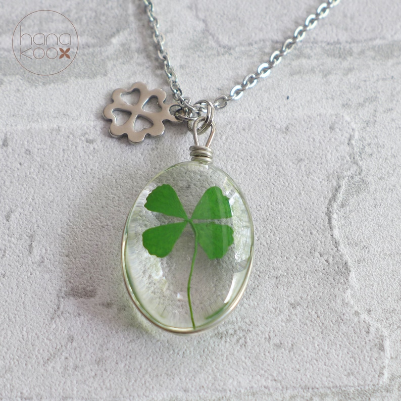 Real Shamrock Glass Chain-stainless Steel