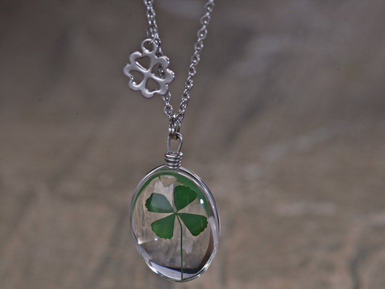Real Shamrock Glass Chain-stainless Steel
