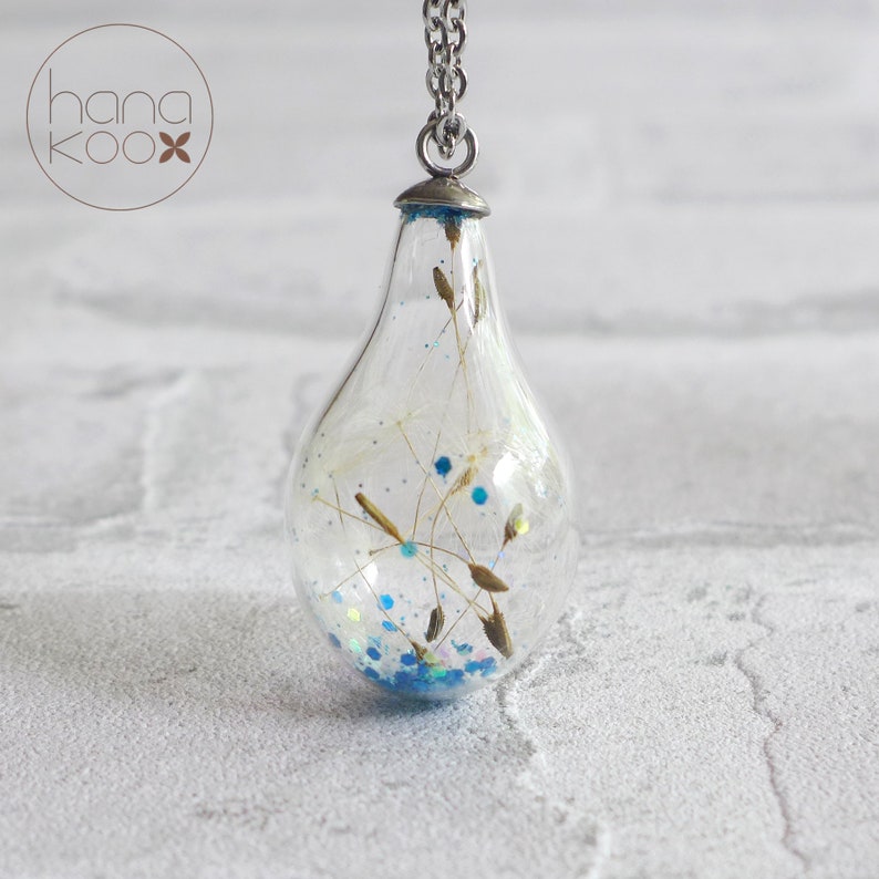 Real flower glass bottle necklace-925 silver