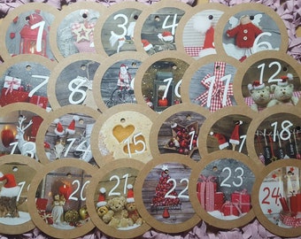 Aufkleber Adventskalender, Adventskalender Zahlen, Anhänger