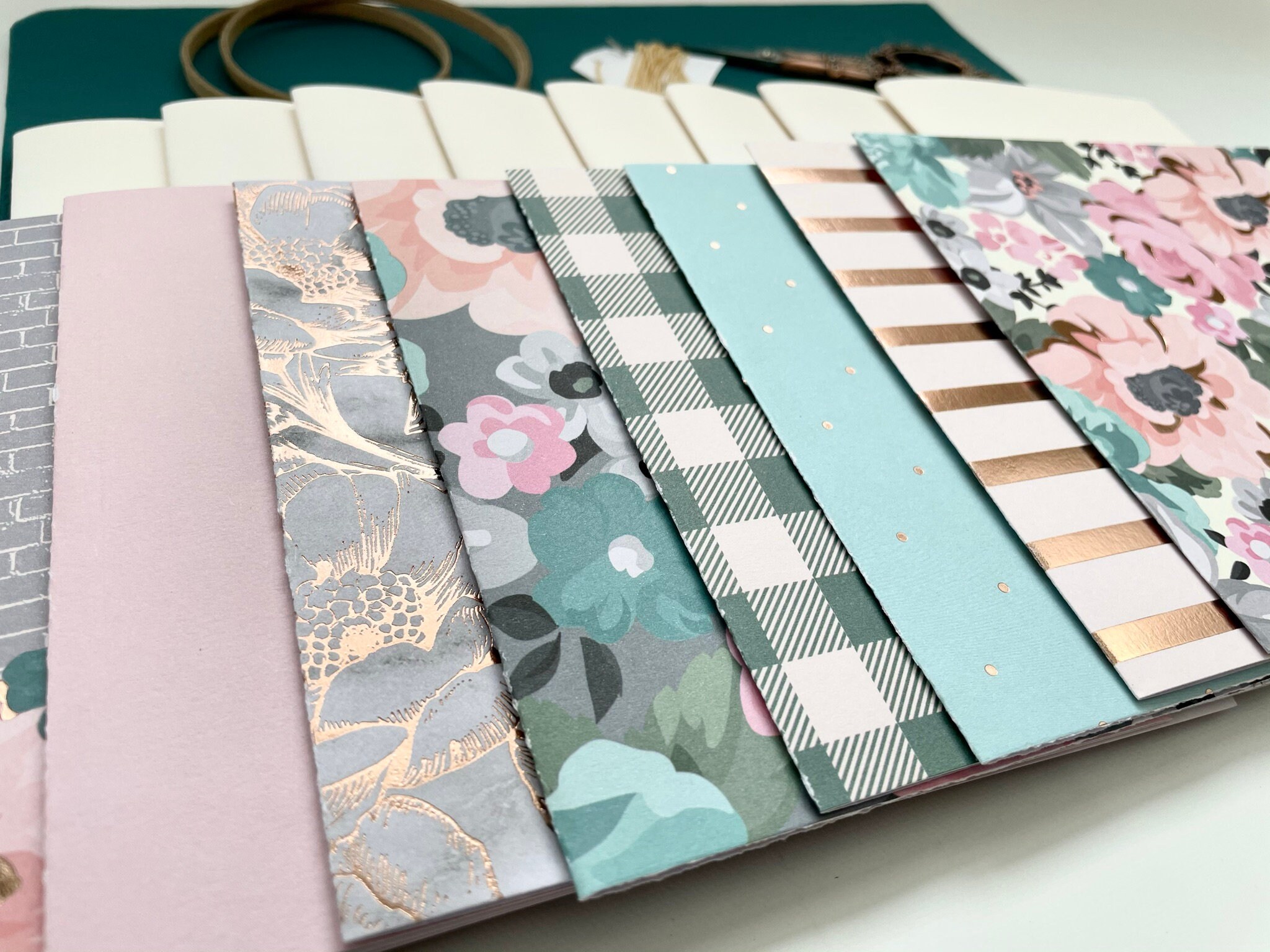 Small DIY Teal Blooms Leather Journal Kit Book Binding with Etsy