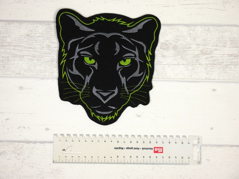 Großer gestickter Aufnäher Panther Applikation für Schultüte grün oder neongrün afbeelding 5