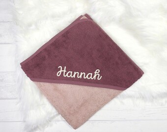 Personalized hooded towel with name, made of cotton terry cloth, in your choice of color