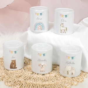 Personalisierte Kinder Spardose mit Namen Geschenk Geburt Taufe Taufgeschenk Baby Geschenk Geldgeschenk Sparbüchse