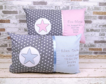 Decorative pillow birth pillow with name and dates on request with birth weight