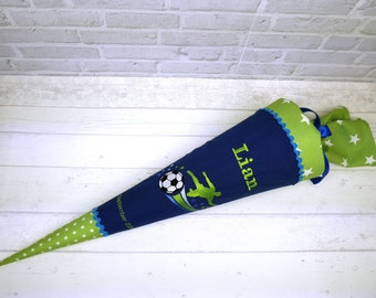 Schultüte aus Stoff Fußball Zuckertüte Fußballspieler Stoffschultüte 70cm oder 85cm