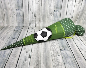 School cone made of fabric football with name sugar cone green