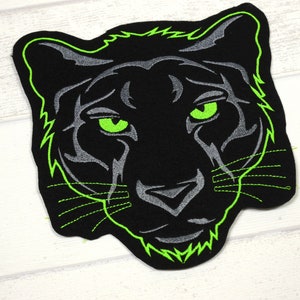 Großer gestickter Aufnäher Panther Applikation für Schultüte grün oder neongrün afbeelding 8