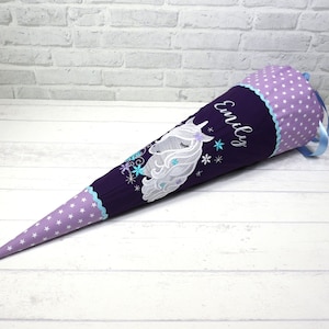 Schultüte Einhorn Stoff lila Zuckertüte flieder Mädchen 70cm, 85cm oder 100cm