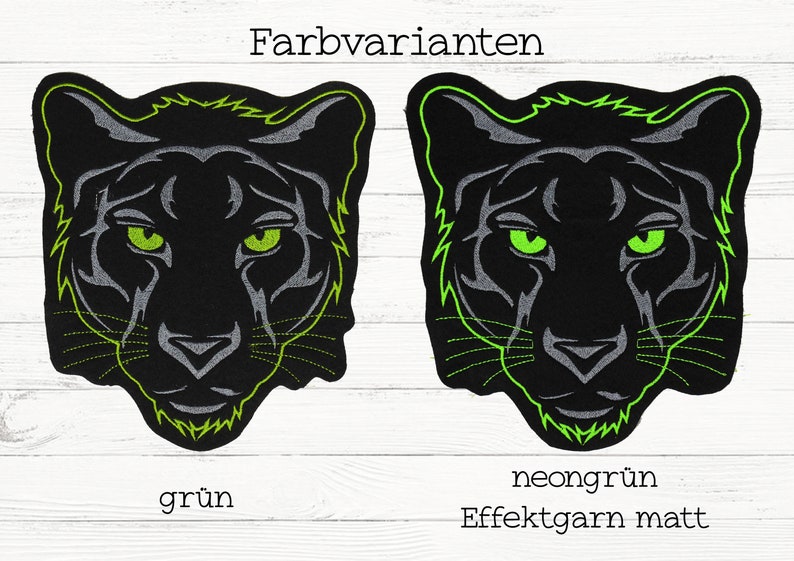 Großer gestickter Aufnäher Panther Applikation für Schultüte grün oder neongrün afbeelding 2