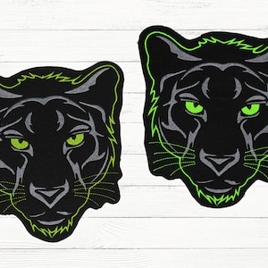 Großer gestickter Aufnäher Panther Applikation für Schultüte grün oder neongrün afbeelding 1