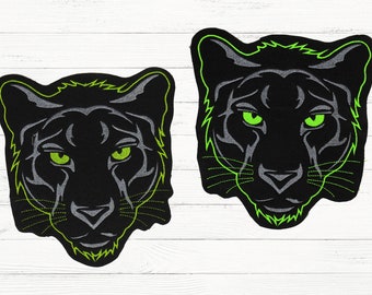 Großer gestickter Aufnäher Panther Applikation für Schultüte grün oder neongrün
