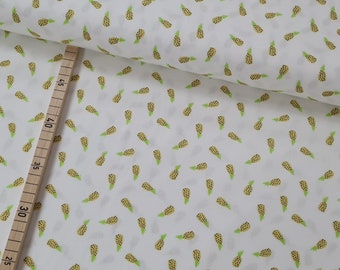 Cotton, woven fabric, pineapple on white