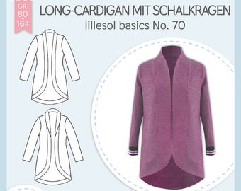 Papierschnittmuster lillesol und pelle - Kinder No.70 LongCardigan mit Schalkragen