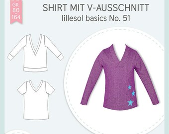 Papierschnittmuster lillesol und pelle - Kinder No.51 Shirt mit V-Ausschnitt