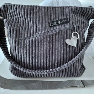 Tasche Shopper, Umhängetasche Cordtasche, grau
