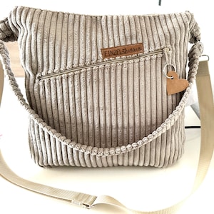 Tasche Shopper, Umhängetasche Cordtasche, beige