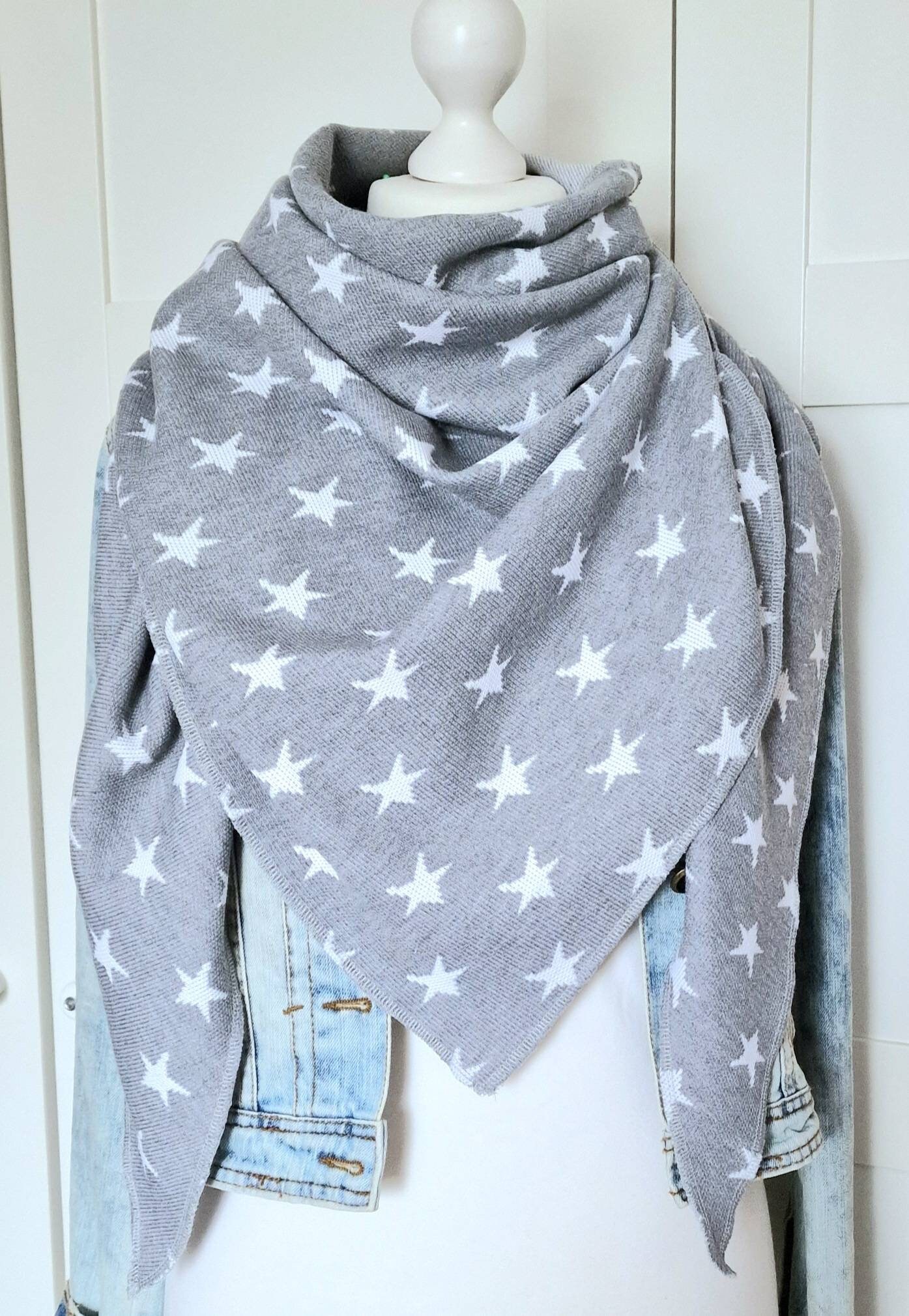 XXL Triangular Scarf Triangular Scarf Stars Grey, Cotton - Etsy