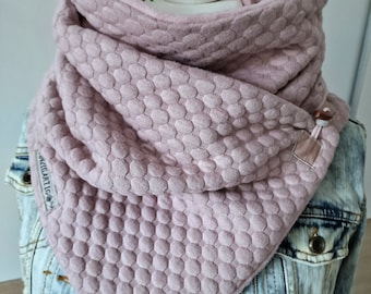 Scarf with button, wrap, sweatshirt and fleece, old pink