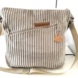 Shopper bag, shoulder bag, corduroy bag, beige image 2