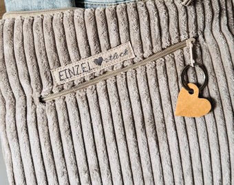 Shopper bag, small, shoulder bag, corduroy bag, beige