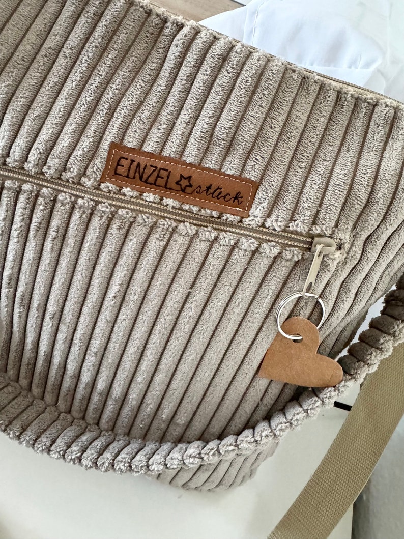 Shopper bag, shoulder bag, corduroy bag, beige image 4