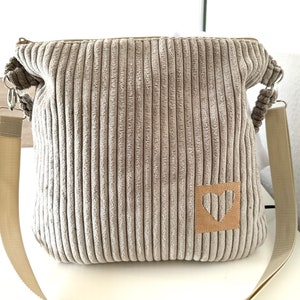 Shopper bag, shoulder bag, corduroy bag, beige image 3