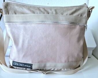 Tasche Umhängetasche Cordtasche rosagold beige