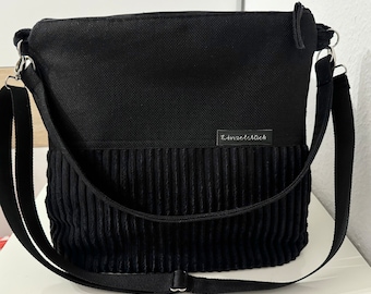 Bolso, bandolera, bolso shopper, negro, pana, tejido estructurado