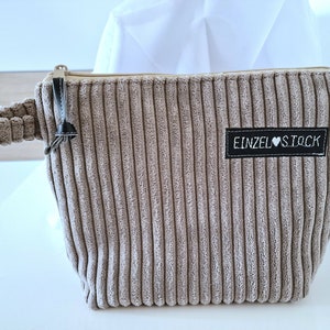Kosmetiktasche, Kulturbeutel, Schminktasche, Universaltasche Cord beige