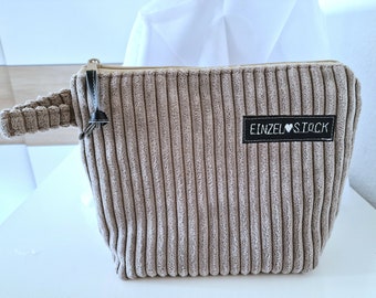 Kosmetiktasche, Kulturbeutel, Schminktasche, Universaltasche Cord beige