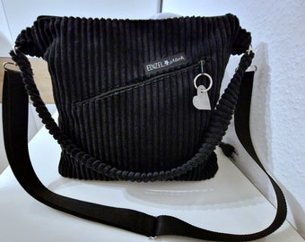 Bag shopper, shoulder bag corduroy bag, black