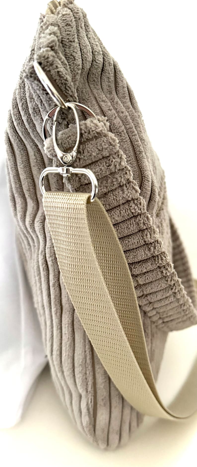 Shopper bag, shoulder bag, corduroy bag, beige image 5