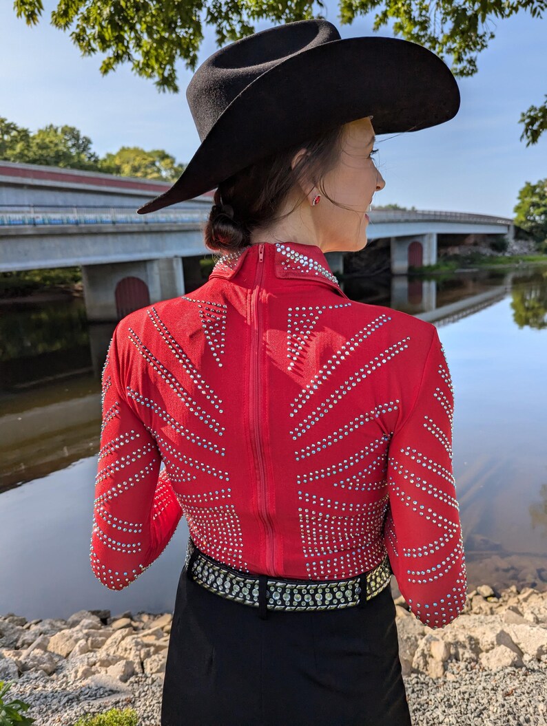 Ruby Red Rhinestone Western Show Bodysuit – Women's Rodeo Outfit - Etsy