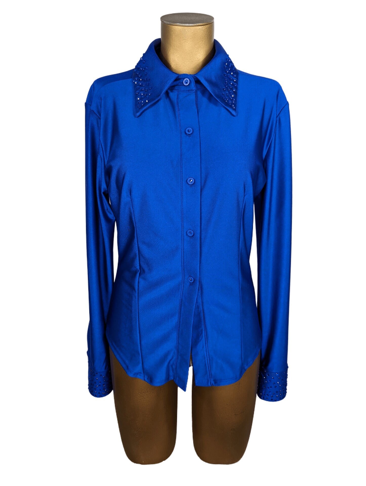 Chemise Western Bleue Royale Zippée Cachée Taille M/L Neuve