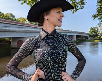 Chemise Western Pailletée Teal Taille 10-12 – Parfaite Pour Show Ou Rodéo